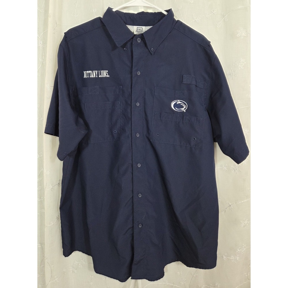 Penn State Nittany Lions Pro Edge Vented Fishing Logo  Shirt Blue Large